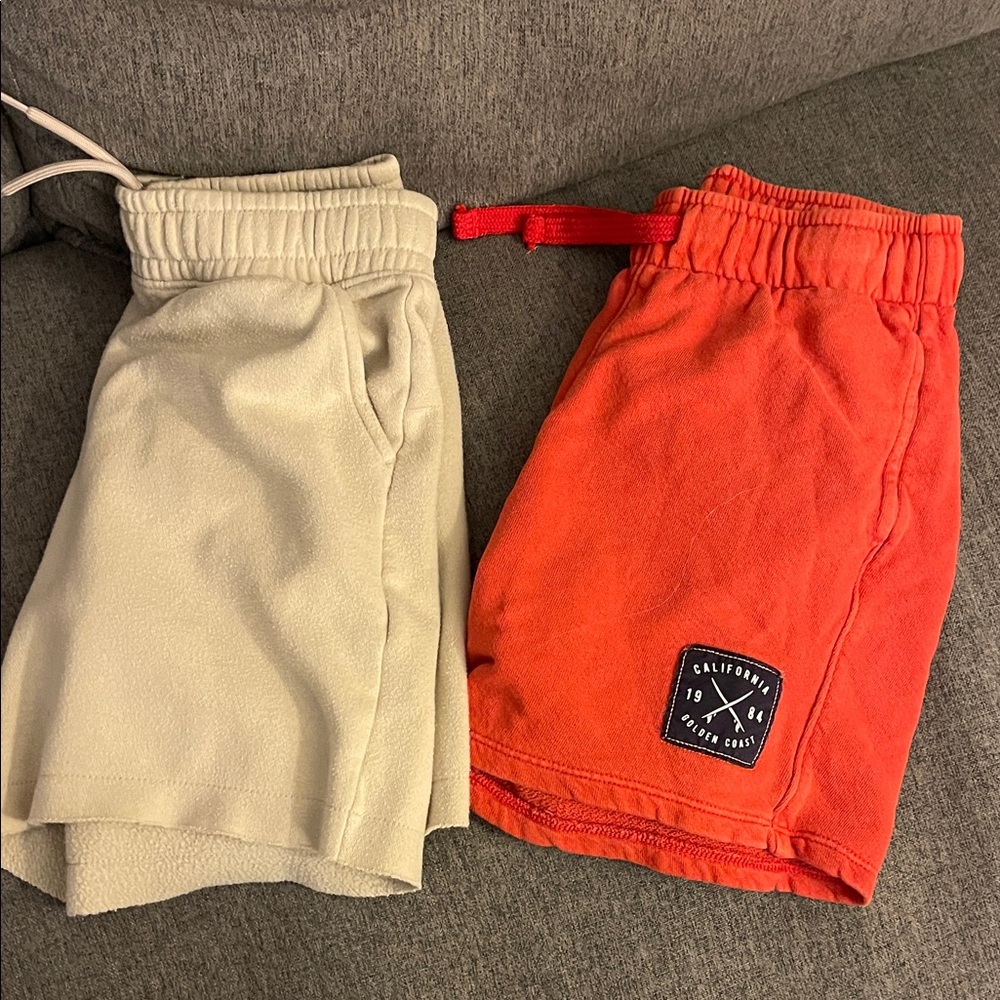 Red and Beige Shorts Set
